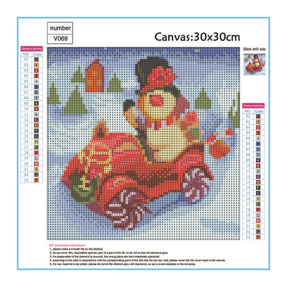 Snowman Car - Full Round Drill Diamond Painting 30*30CM