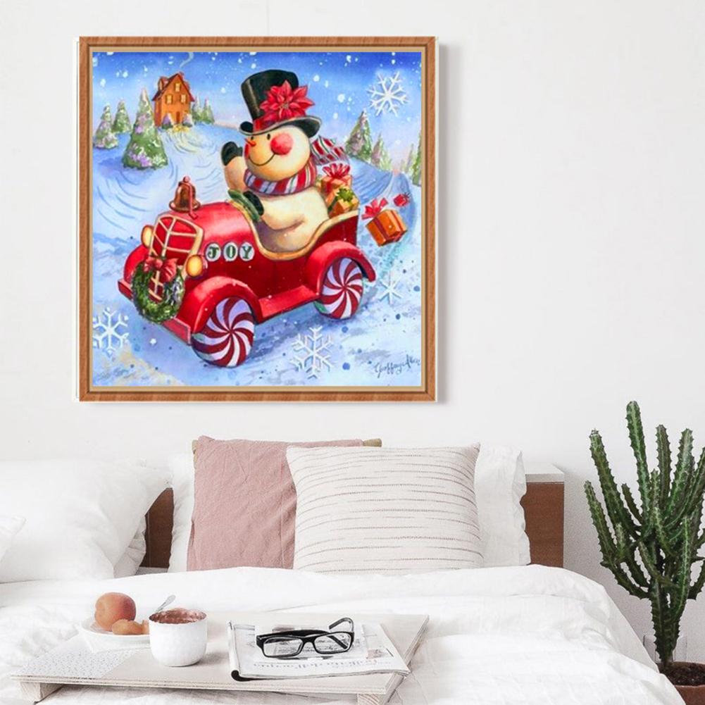 Snowman Car - Full Round Drill Diamond Painting 30*30CM