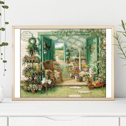 Yard Flowers - Full Round Drill Diamond Painting 30*25CM