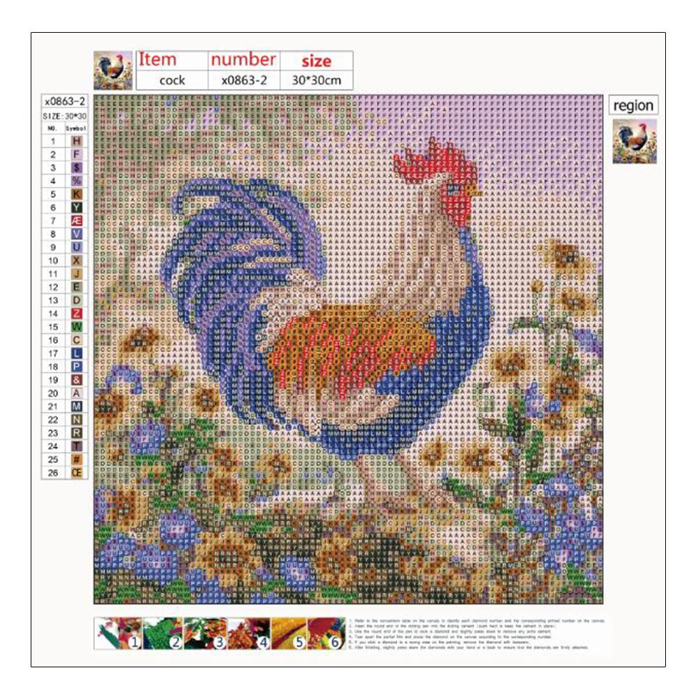 Cock - Full Round Drill Diamond Painting 30*30CM