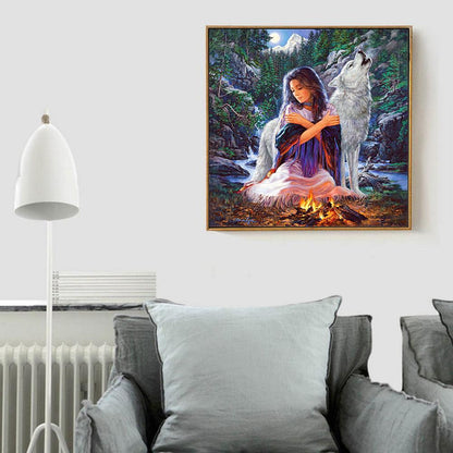 Wolf Girl - Full Round Drill Diamond Painting 30*30CM