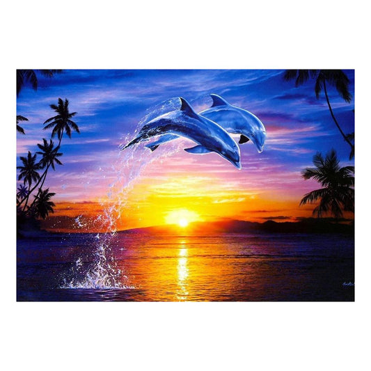 Sunset Dolphin - Full Round Drill Diamond Painting 40*30CM