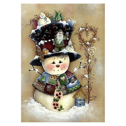 Xmas Snowman - Full Round Drill Diamond Painting 30*40CM