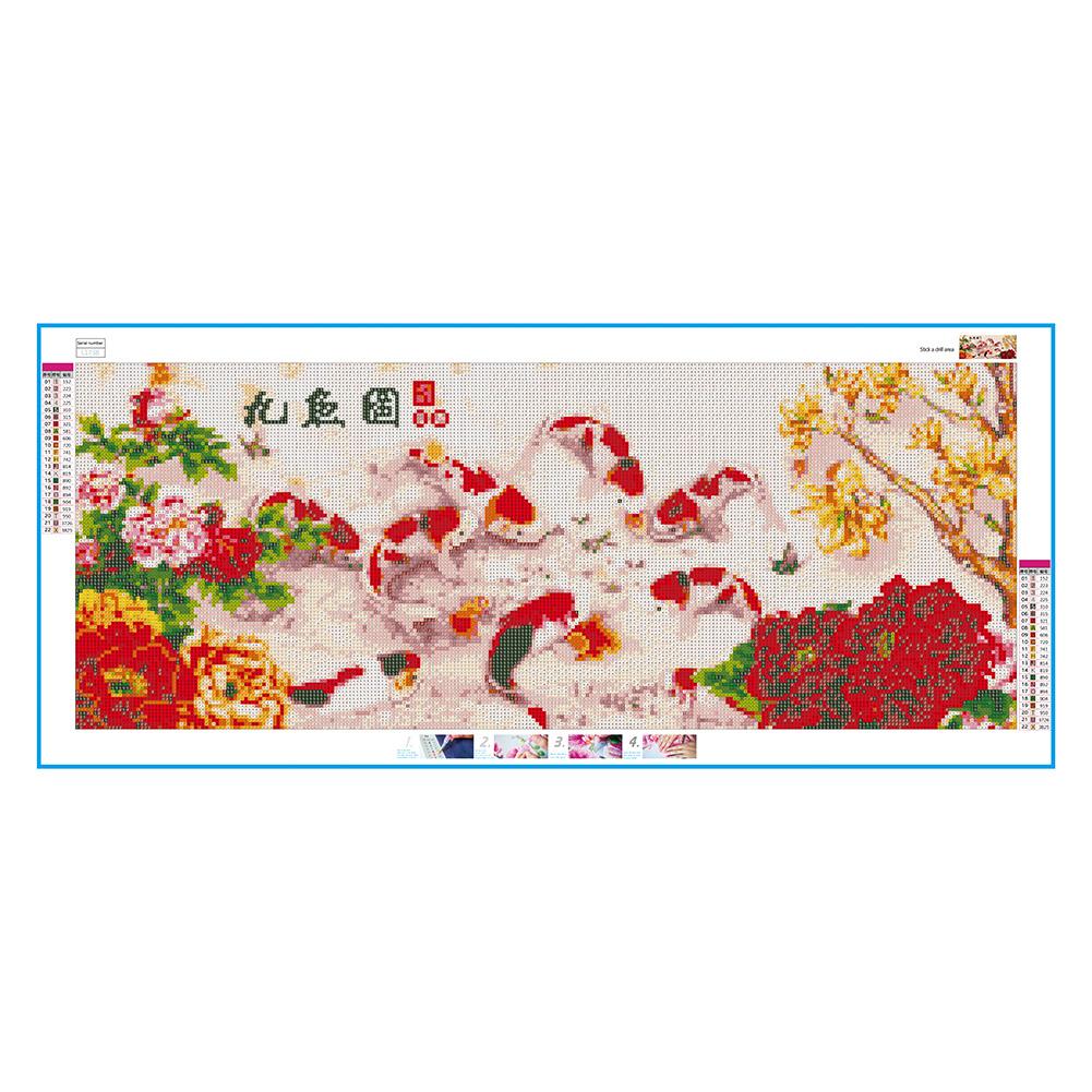 Peony Fishes - Full Round Drill Diamond Painting 80*35CM