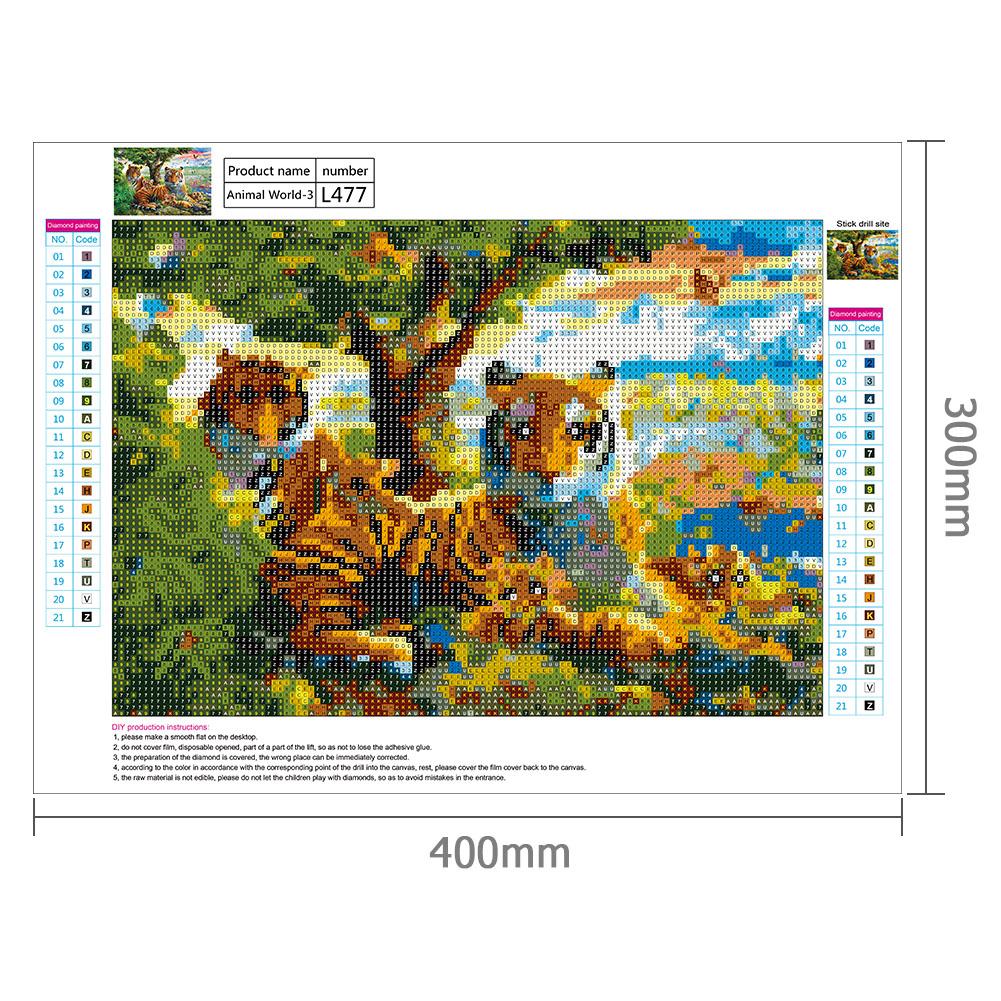 Tiger Family - Full Round Drill Diamond Painting 40*30CM