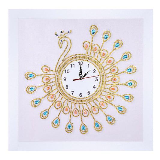 Peafowl Clock - Special Shaped Drill Diamond Painting 35*35CM