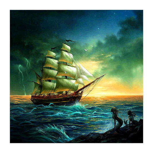 Sailboat - Full Round Drill Diamond Painting 30*30CM