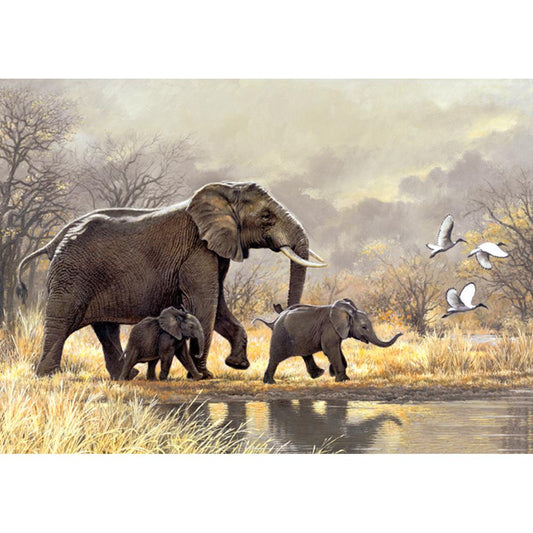 Elephants - Full Round Drill Diamond Painting 40X30 CM