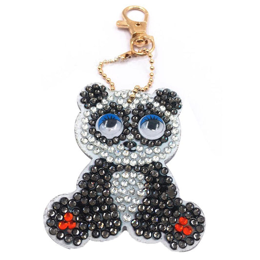 1pcs DIY Keychain Hand Made Diamond Painting Full Drill Pendant (Panda)