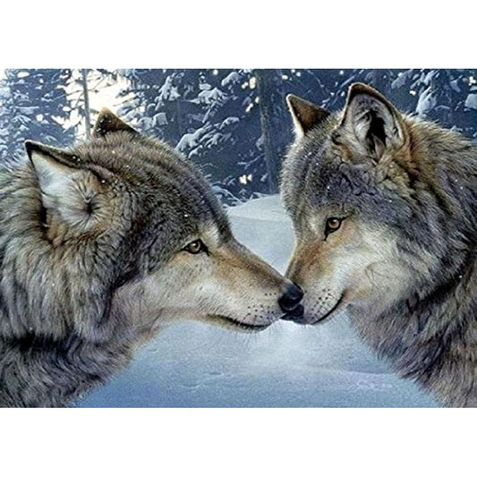 Kissing Wolves - Full Round Drill Diamond Painting 40*30CM