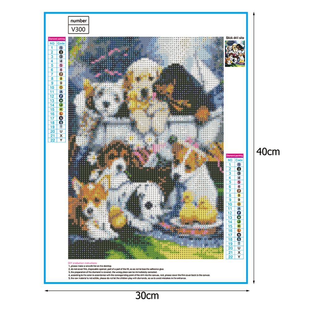 Dogs - Full Round Drill Diamond Painting 40*30CM