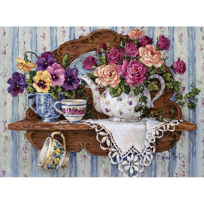 Flower - Full Round Drill Diamond Painting 40*30CM