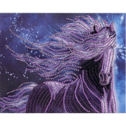 Purple Horse - Special Shaped Drill Diamond Painting 30*25CM