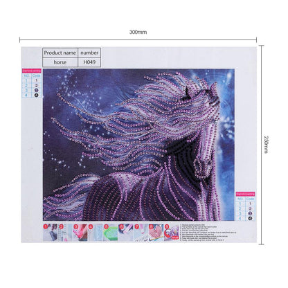 Purple Horse - Special Shaped Drill Diamond Painting 30*25CM