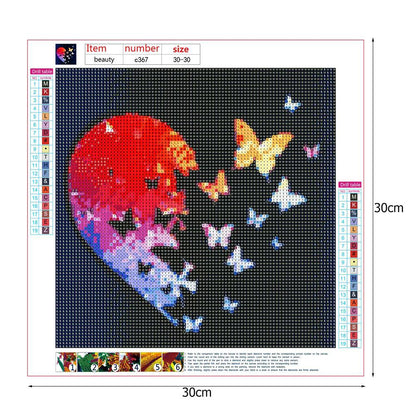 Butterfly Heart - Special Shaped Drill Diamond Painting 30*30CM