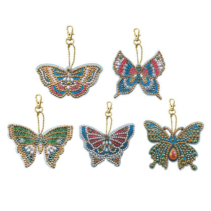 5pcs DIY Special Shaped Full Drill Butterfly Diamond Painting Keychain Kits