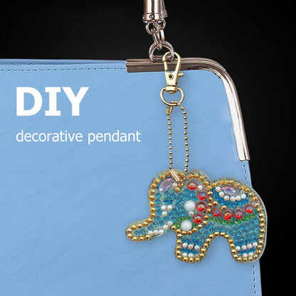 5pcs DIY Full Special Shaped Diamond Painting Elephant Keyring Keychains