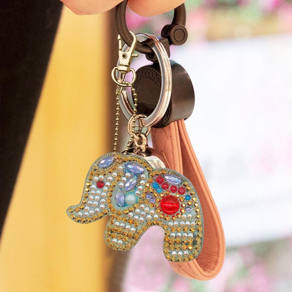 5pcs DIY Full Special Shaped Diamond Painting Elephant Keyring Keychains