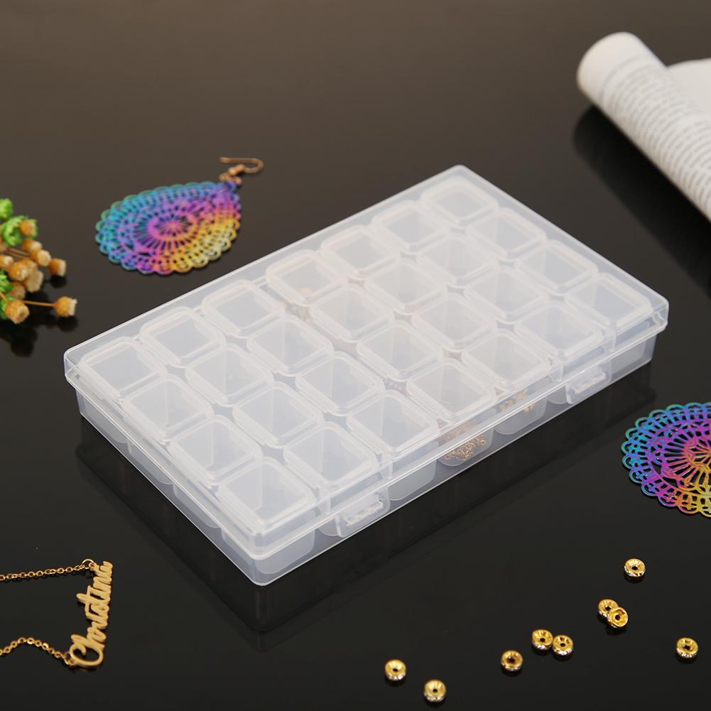 28 Lattices Transparent Container Diamond Painting Accessories Storage Box