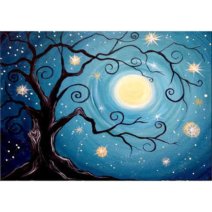 Moon Tree - Full Round Drill Diamond Painting 40*30CM