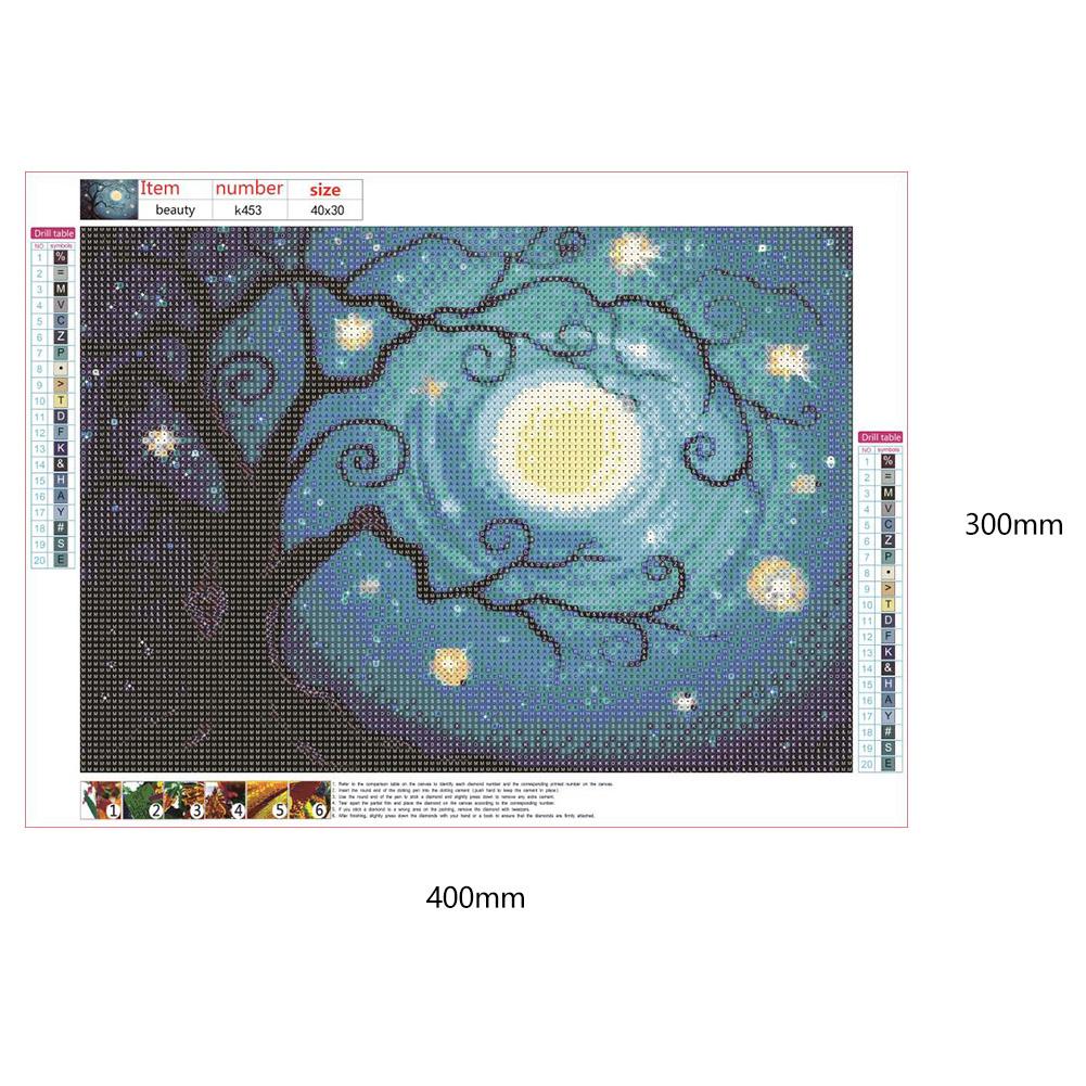 Moon Tree - Full Round Drill Diamond Painting 40*30CM