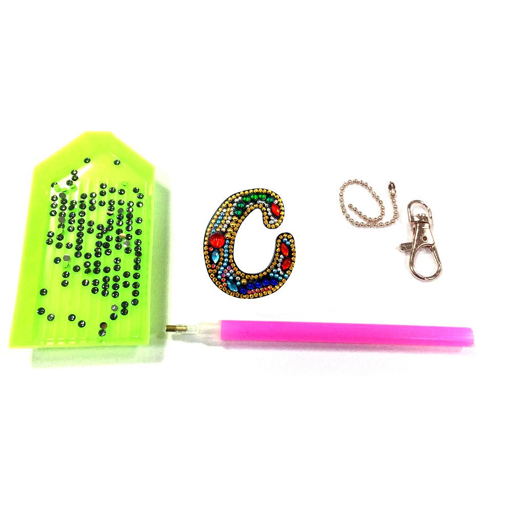 DIY Key Chain Diamond Painting Letters Women Girl Bag Keyring Pendant Gift