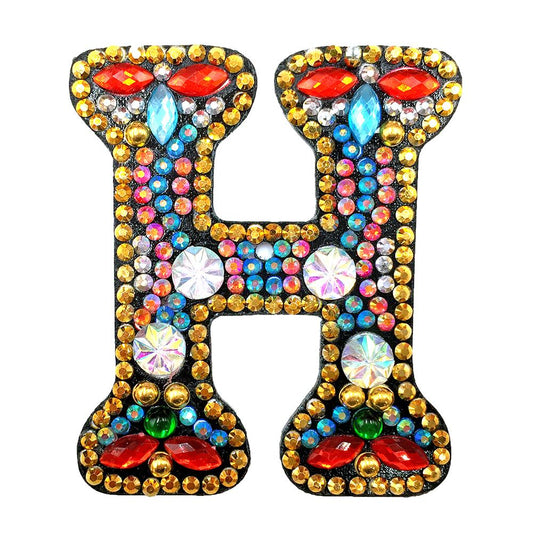 DIY Key Chain Diamond Painting Letters Women Bag Keyring Pendant Gift (H)