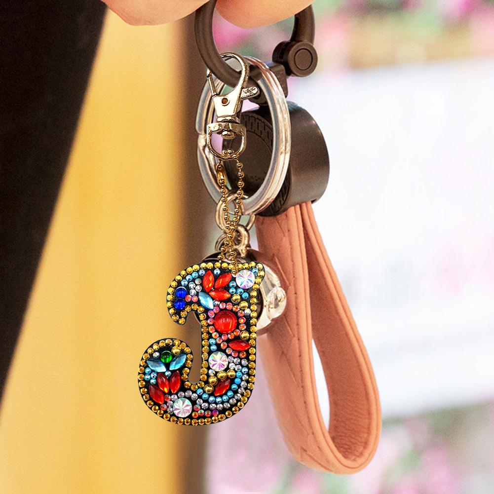 DIY Key Chain Diamond Painting Letters Women Girl Bag Keyring Pendant Gift