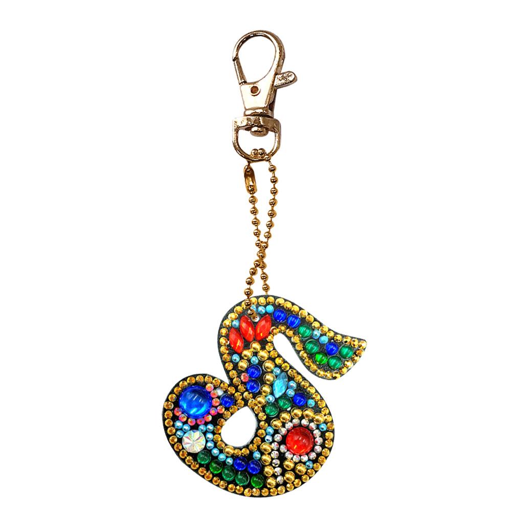 DIY Key Chain Diamond Painting Letters Women Bag Keyring Pendant Gift (S)