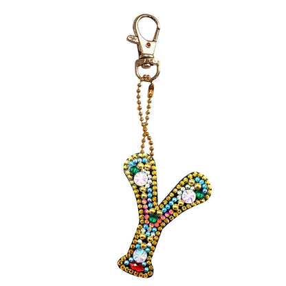 DIY Key Chain Diamond Painting Letters Women Bag Keyring Pendant Gift (Y)