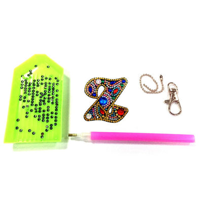 DIY Key Chain Diamond Painting Letters Women Bag Keyring Pendant Gift (Z)