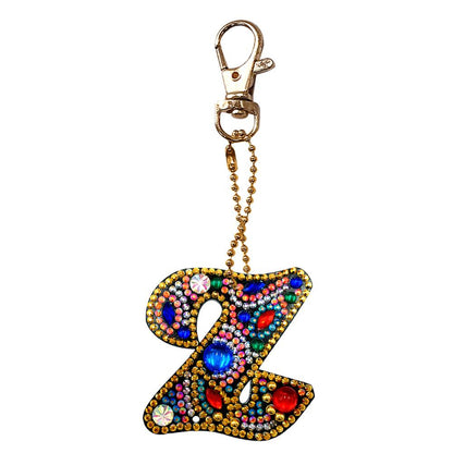 DIY Key Chain Diamond Painting Letters Women Bag Keyring Pendant Gift (Z)