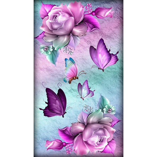 Flower Butterfly - Full Round Drill Diamond Painting 30*48CM