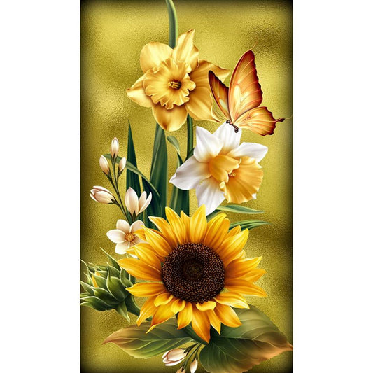Flower Butterfly - Full Round Drill Diamond Painting 30*48CM