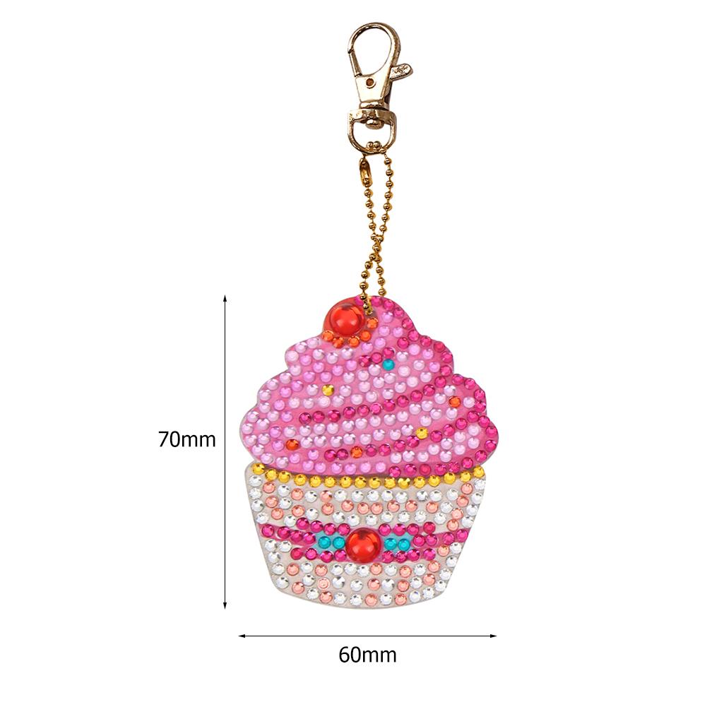 4pcs DIY Cupcake Full Drill Special Shaped Diamond Painting Keychains Gifts