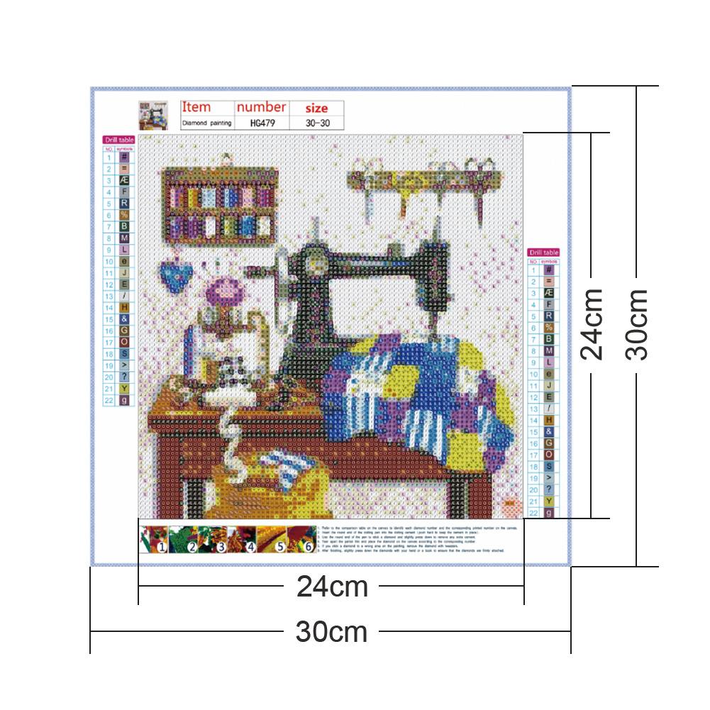 Sewing Machine - Full Round Drill Diamond Painting 30*30CM