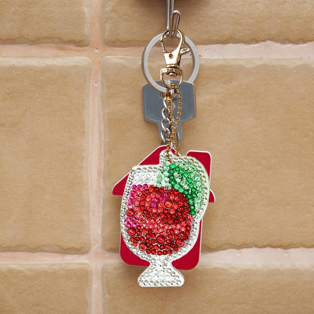 4pcs DIY Full Drill Special Shaped Diamond Painting Juice Bag Keychain Gift