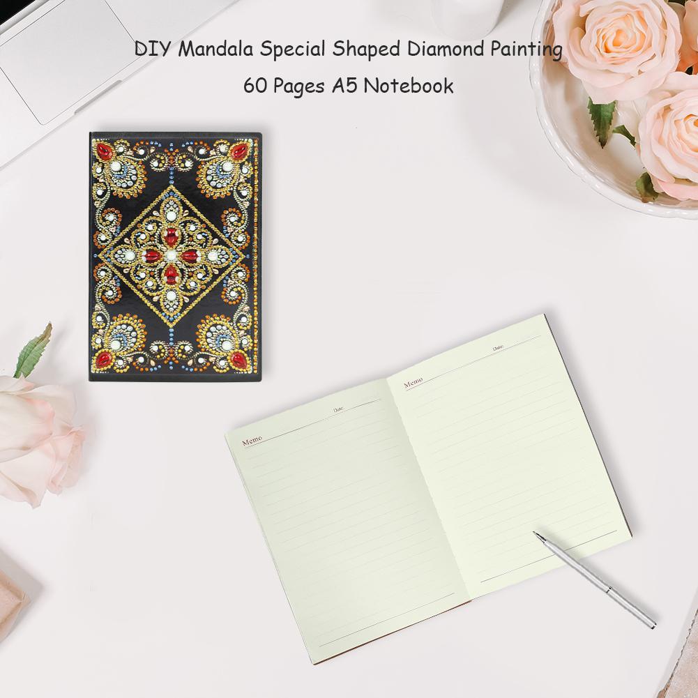 DIY Mandala Special Shaped Diamond Painting 60 Pages A5 Notebook Diary Book