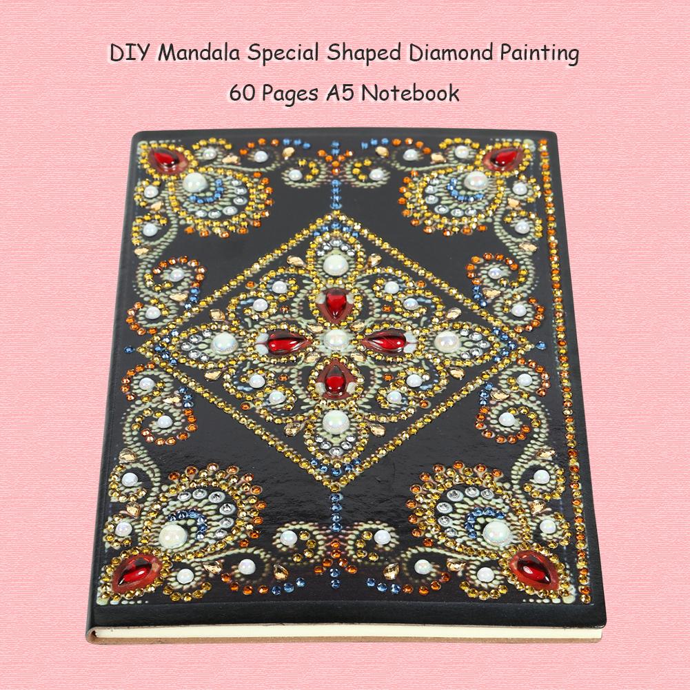 DIY Mandala Special Shaped Diamond Painting 60 Pages A5 Notebook Diary Book