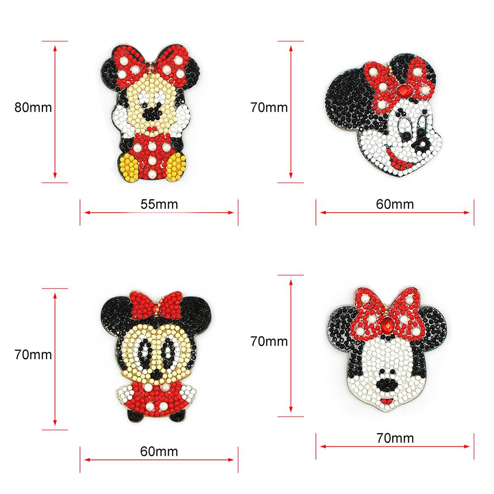 4pcs DIY Full Drill Special Shaped Diamond Painting Mouse Keychains Jewelry