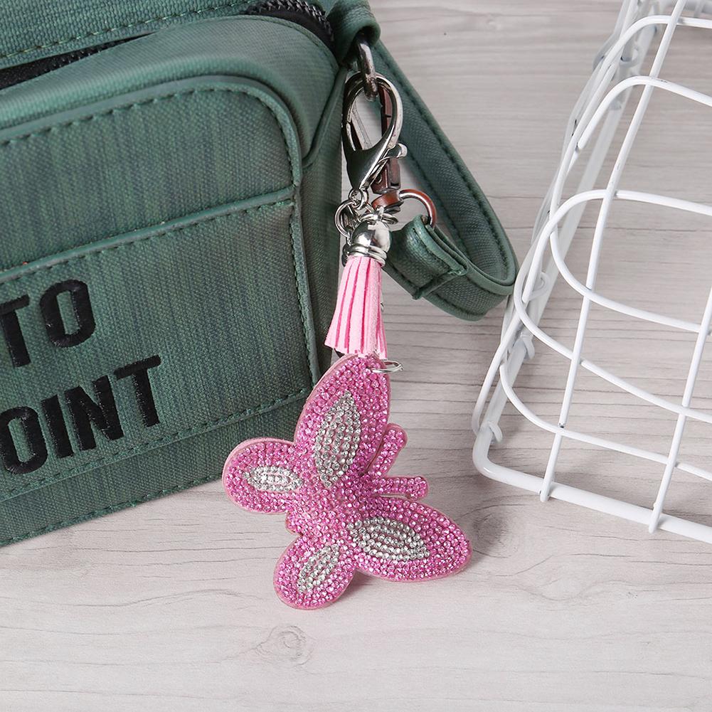 Full Special Shaped Drill Diamond Butterfly Keychain Key Rings Bag Pendants