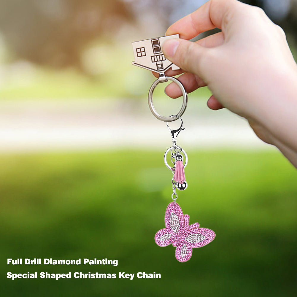 Full Special Shaped Drill Diamond Butterfly Keychain Key Rings Bag Pendants