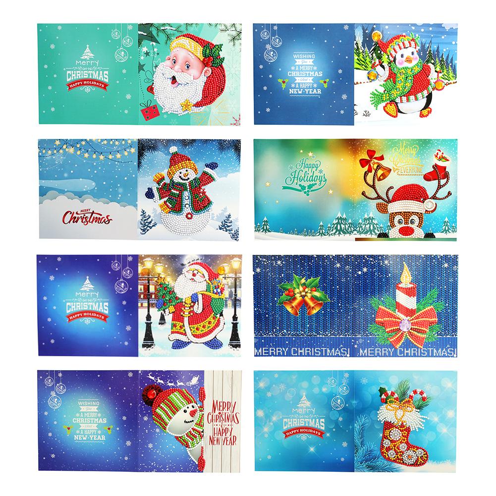 8pc 5D DIY Diamond Painting Greeting Card Special Shaped Birthday Xmas Gift