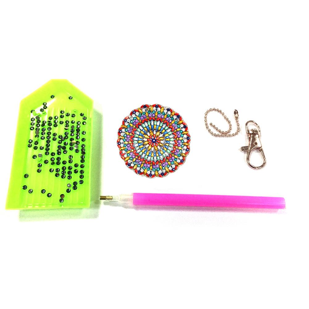 5pcs DIY Full Drill Diamond Paintng Special Shape Mandala Pattern Key Chain