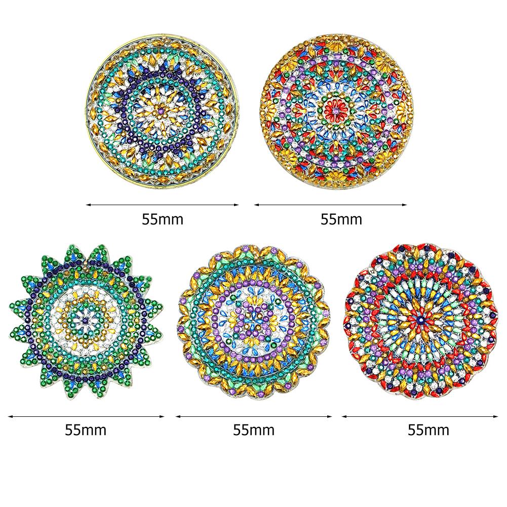 5pcs DIY Full Drill Diamond Paintng Special Shape Mandala Pattern Key Chain