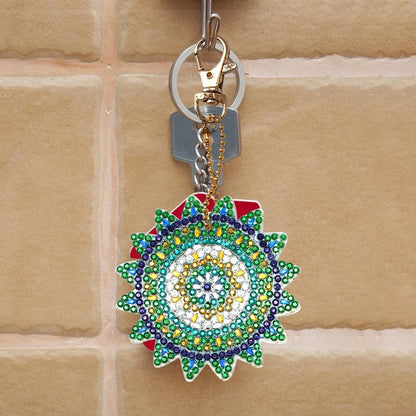 5pcs DIY Full Drill Diamond Paintng Special Shape Mandala Pattern Key Chain