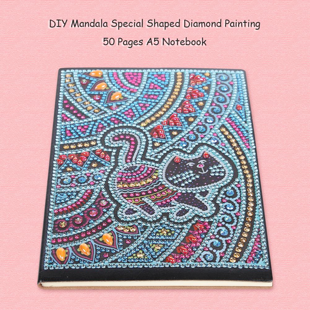 DIY Cat Special Shaped Diamond Painting 50 Pages A5 Notebook Sketchbook