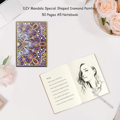 DIY Mandala Special Shaped Diamond Painting 50 Pages A5 Notepad Notebook