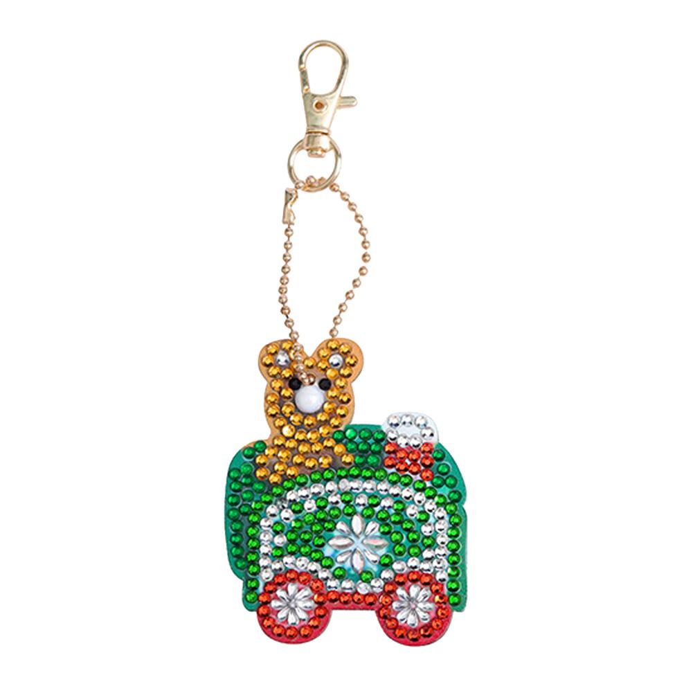 4pcs DIY Full Drill Special-Shape Diamond Painting Christmas Train Keychain