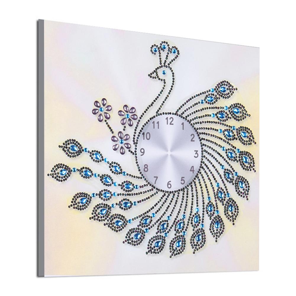 Peafowl Clock - Special Shaped Drill Diamond Painting 35X35CM